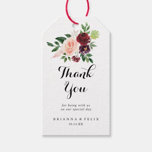 ブルゴーニュ春フローラ結婚ズサンキュー ギフトタグ (正面)