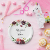 ブルゴーニュ春フローラ結婚書道のケーキ ペーパープレート (パーティー)