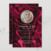 ブルゴーニュ書道写真お祝い・オブ・ライフ 招待状 (正面/裏面)