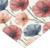 ブルゴーニュ桃とブルーポピー テーブルクロス (アングル)