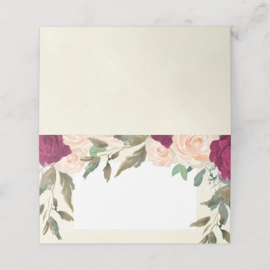 ブルゴーニュ桃フローラ結婚アイボリー座席表 プレイスカード (外部開封)