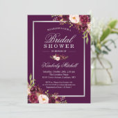ブルゴーニュ梅紫色の花秋ブライダルシャワー 招待状 (スタンド正面)