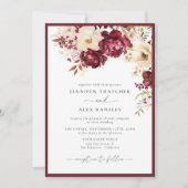 ブルゴーニュ植物学 | 写真エレガントの結婚式の招待 招待状 (正面)