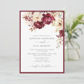ブルゴーニュ植物学 | 写真エレガントの結婚式の招待 招待状 (スタンド正面)