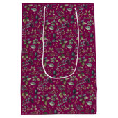 ブルゴーニュ植物模様のパーソナライズされたクリスマス ミディアムペーパーバッグ (裏面)