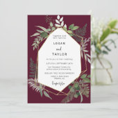 ブルゴーニュ植物緑金ゴールドQRコード写真 招待状 (スタンド正面)