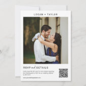 ブルゴーニュ植物緑金ゴールドQRコード写真 招待状 (裏面)