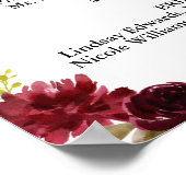 ブルゴーニュ歓迎の結婚式のプログラムのサイン ポスター (角)