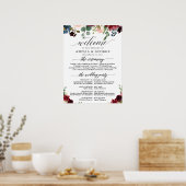 ブルゴーニュ歓迎の結婚式のプログラムのサイン ポスター (キッチン)