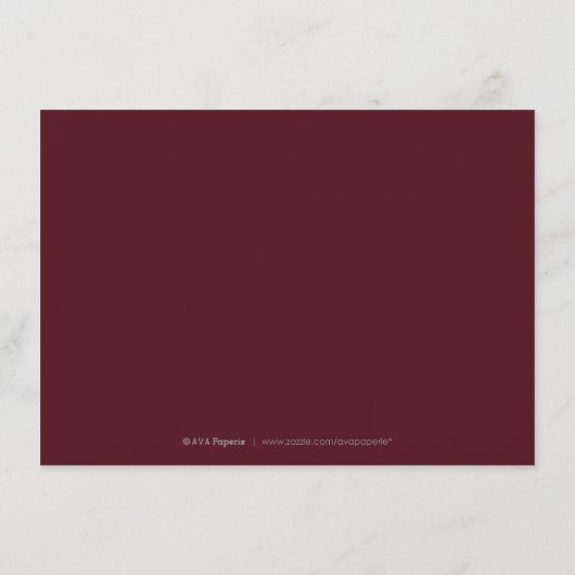 ブルゴーニュ水の色の素朴なボホフローラ披露宴 エンクロージャーカード (裏面)