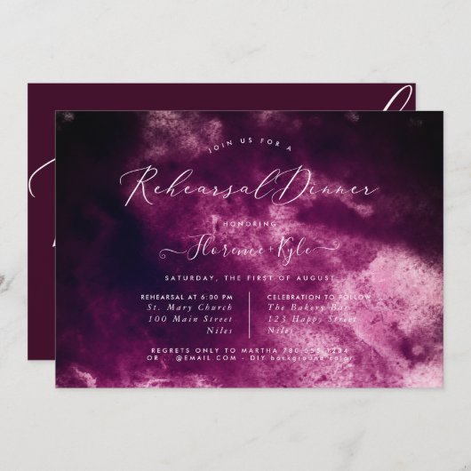 ブルゴーニュ水の色ラグジュスクリプトリハーサルディナー 招待状 (正面/裏面)