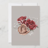 ブルゴーニュ水カラーシンプルフローラ結婚ズ 招待状 (裏面)