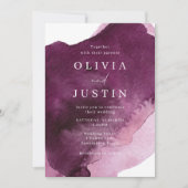 ブルゴーニュ水モダン色結婚の 招待状 (正面)