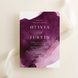 ブルゴーニュ水モダン色結婚の 招待状