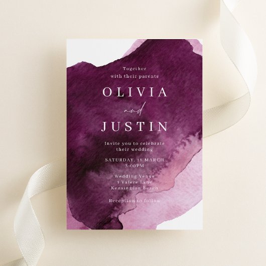 ブルゴーニュ水モダン色結婚の 招待状