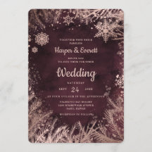 ブルゴーニュ水彩とバラ金ゴールド冬の結婚式