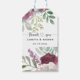 ブルゴーニュ水彩フローラありがとうござ結婚う ギフトタグ