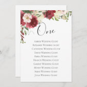 ブルゴーニュ水彩フローラテーブル1枚シーティングカード (正面/裏面)