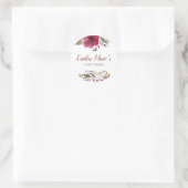 ブルゴーニュ水彩フローラバプテスマ《キリスト教》洗礼式や命名式 ラウンドシール (バッグ)