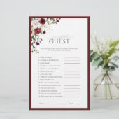 ブルゴーニュ水彩フローラブライダルシャワーゲーム (スタンド正面)