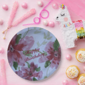 ブルゴーニュ水彩フローラルパターン ペーパープレート (パーティー)