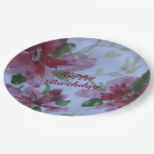 ブルゴーニュ水彩フローラルパターン ペーパープレート (アングル)