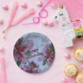 ブルゴーニュ水彩フローラルパターン ペーパープレート (パーティー)