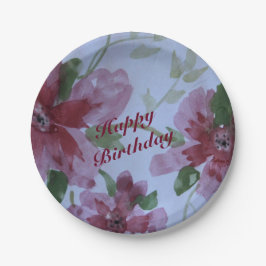 ブルゴーニュ水彩フローラルパターン ペーパープレート