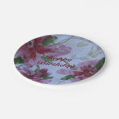 ブルゴーニュ水彩フローラルパターン ペーパープレート (アングル)