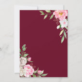 ブルゴーニュ水彩フローラ幾何学的金ゴールド 招待状 (裏面)