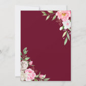 ブルゴーニュ水彩フローラ幾何学的金ゴールド 招待状 (裏面)