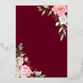 ブルゴーニュ水彩フローラ幾何学的金ゴールド 箔招待状 (裏面)