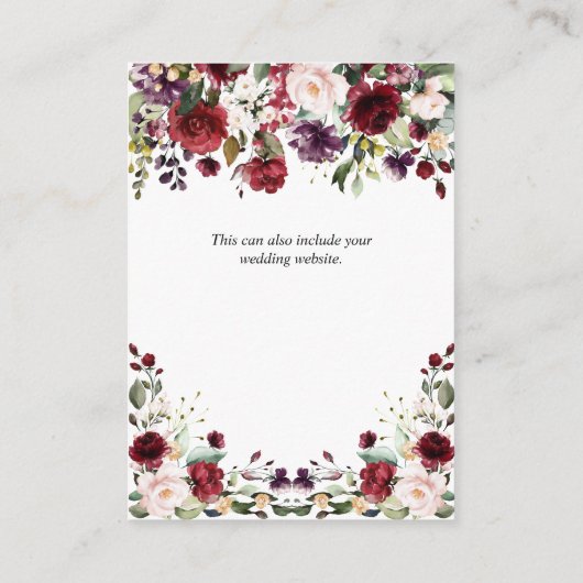 ブルゴーニュ水彩フローラ結婚滴の詳細 エンクロージャーカード (裏面)