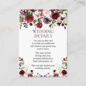 ブルゴーニュ水彩フローラ結婚滴の詳細 エンクロージャーカード (正面)