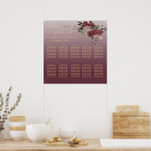 ブルゴーニュ水彩フローラ金ゴールド書 ポスター (キッチン)