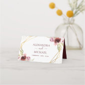 ブルゴーニュ水彩幾何学的フローラ座席表 プレイスカード (裏面)