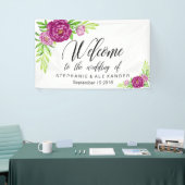 ブルゴーニュ水彩牡丹結婚の旗 横断幕 (トレードショー)