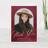 ブルゴーニュ水彩画アーチ写真卒業 サンキューカード (正面)