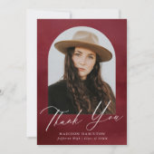 ブルゴーニュ水彩画アーチ写真卒業 サンキューカード (正面)