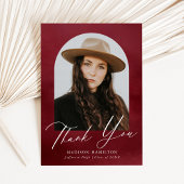 ブルゴーニュ水彩画アーチ写真卒業 サンキューカード