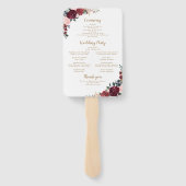 ブルゴーニュ水彩色フローラボーホウェディングプログラム ハンドファン (裏面)