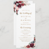 ブルゴーニュ水彩色フローラボーホウェディングプログラム メニュー (正面/裏面)