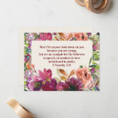 ブルゴーニュ水彩色フローラ聖句 ノートカード (正面/裏面インサイチュ)