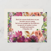 ブルゴーニュ水彩色フローラ聖句 ノートカード (正面/裏面)