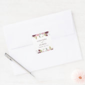 ブルゴーニュ水彩花フローラ結婚ズシール スクエアシール (封筒)