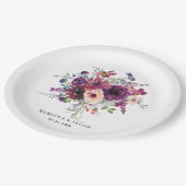 ブルゴーニュ水彩野草花ボホ結婚の ペーパープレート (アングル)