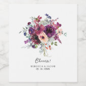 ブルゴーニュ水彩野草花ボホ結婚の ワインラベル (シングルラベル)