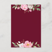 ブルゴーニュ水色フローラエレガントな結婚式詳細 エンクロージャーカード (裏面)