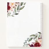 ブルゴーニュ水色フローラエレガントな結婚式 ノートブック (裏面)