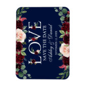 ブルゴーニュ水色フローララブブルー日付を保存 マグネット (縦)